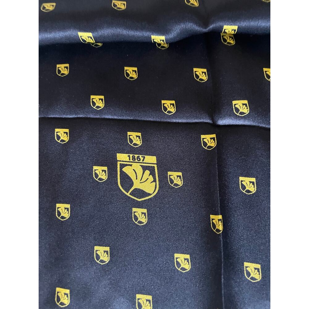 Black Silk Scarf with Yellow flowers and boarder 53x12 Classic Goth Cottagecore - Picture 3 of 7